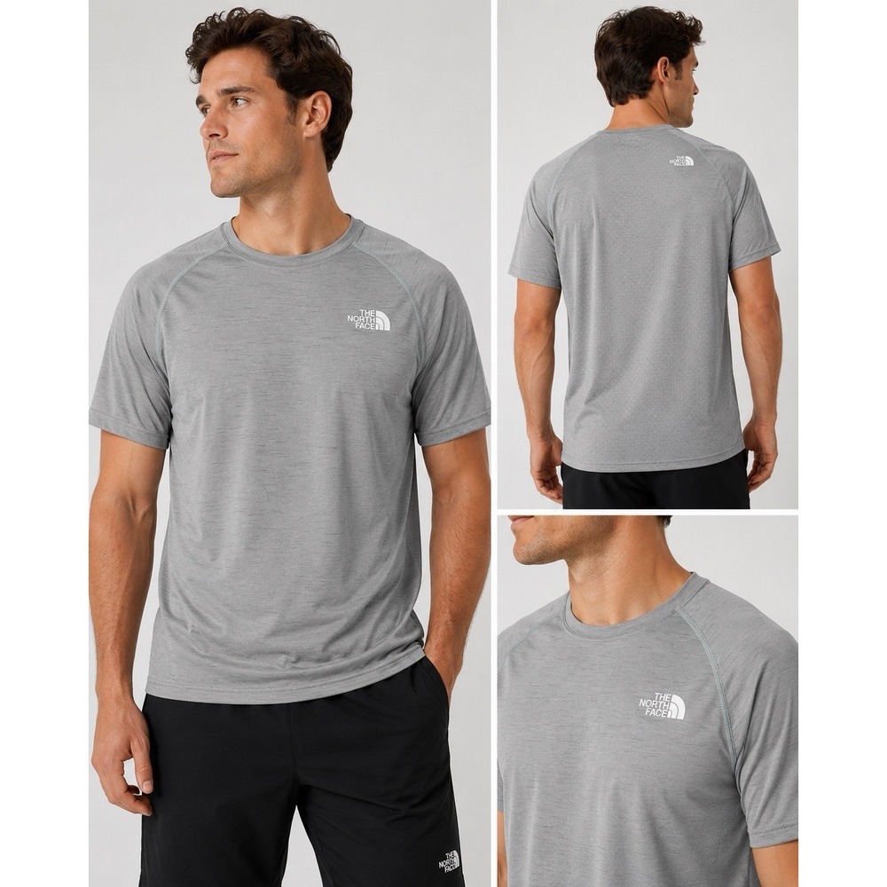 The North Face Mens Medium FlashDry Short Sleeve Performance Shirt Gray